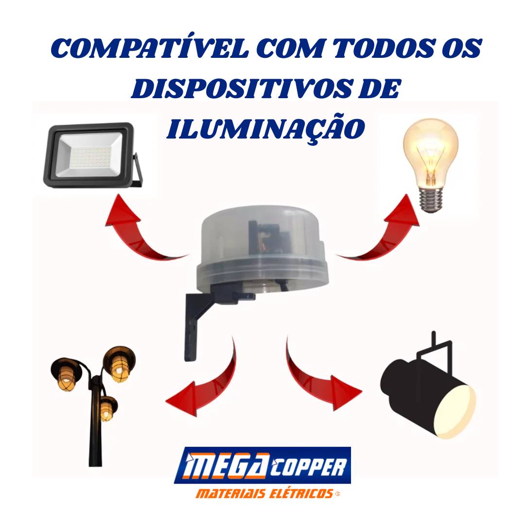 Relé fotocélula Corujito modelo QR51 com instalação fácil. Confira na Megacopper e economize energia.